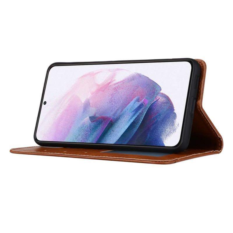 Capa De Celular Para Samsung Galaxy S23 5G Flip Titular De Cartão De Couro Sintético