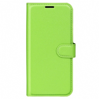 Capa De Couro Para Samsung Galaxy S23 5G Clássico Efeito Couro Lichia