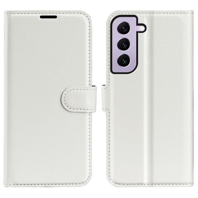 Capa De Couro Para Samsung Galaxy S23 5G Clássico Efeito Couro Lichia