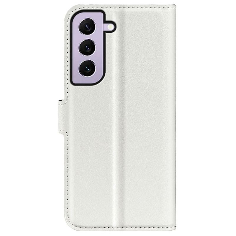 Capa De Couro Para Samsung Galaxy S23 5G Clássico Efeito Couro Lichia