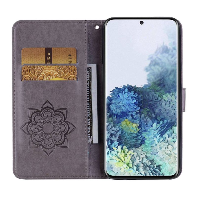 Capa De Couro Para Samsung Galaxy S23 5G Coruja Mandala E Charme