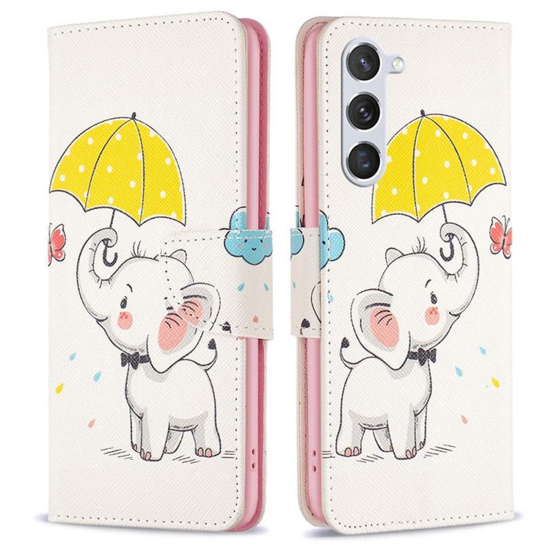 Capa De Couro Para Samsung Galaxy S23 5G Elefante Bébé