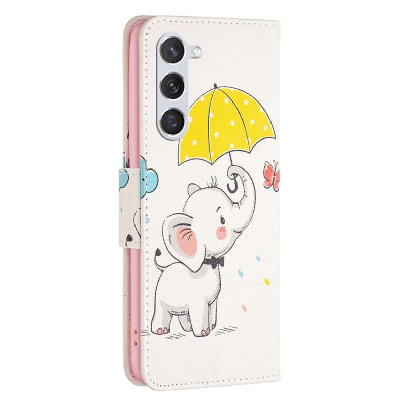 Capa De Couro Para Samsung Galaxy S23 5G Elefante Bébé