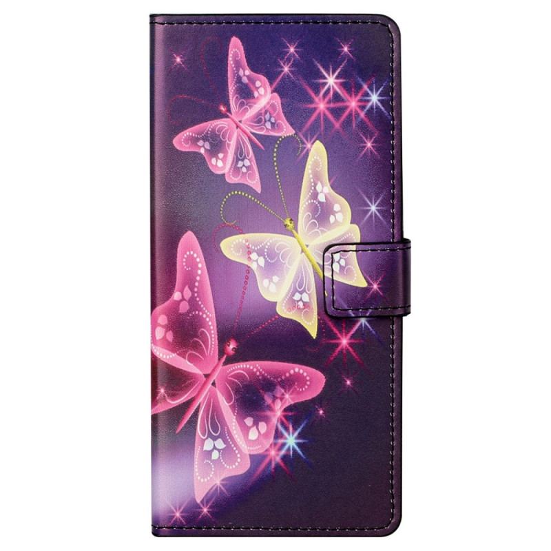 Capa De Couro Para Samsung Galaxy S23 5G Lindas Borboletas