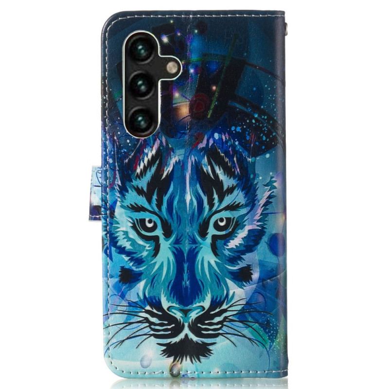 Capa De Couro Para Samsung Galaxy S23 5G O Tigre Com Cordão