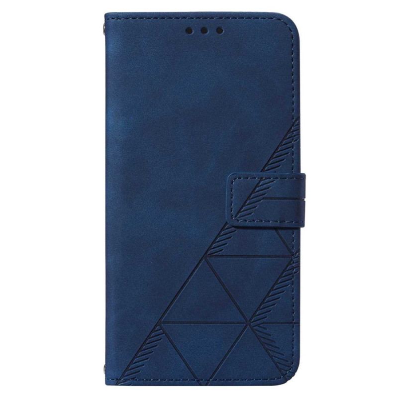 Capa Em Pele Para Samsung Galaxy S23 5G De Cordão Cintas Triângulos