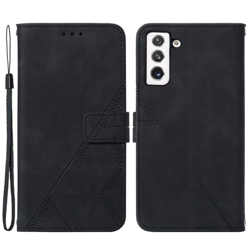 Capa Em Pele Para Samsung Galaxy S23 5G De Cordão Cintas Triângulos