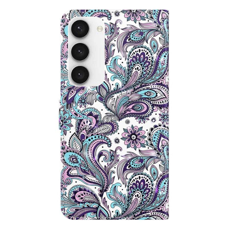 Capa Em Pele Para Samsung Galaxy S23 5G De Cordão Padrão Strappy Paisley