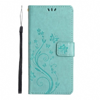 Capa Em Pele Para Samsung Galaxy S23 5G De Cordão Strappy Floral