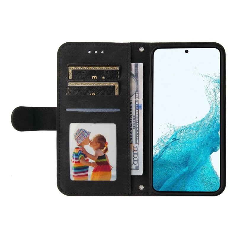 Capa Em Pele Para Samsung Galaxy S23 5G Estilo De Couro Com Rebite Decorativo