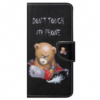 Capa Em Pele Para Samsung Galaxy S23 5G Urso Não Toque No Meu Telefone