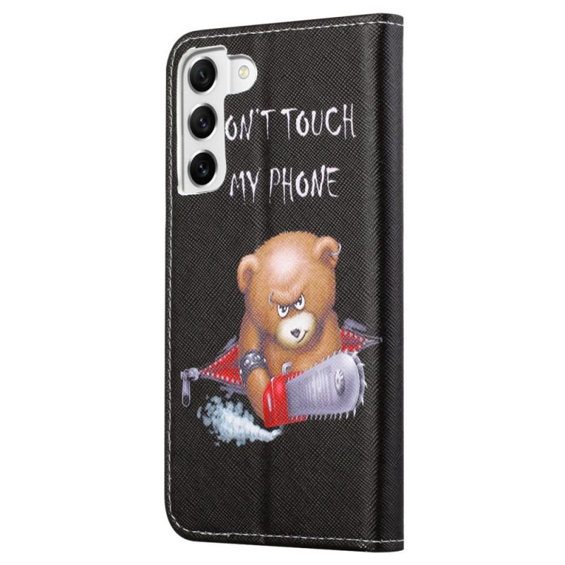 Capa Em Pele Para Samsung Galaxy S23 5G Urso Não Toque No Meu Telefone