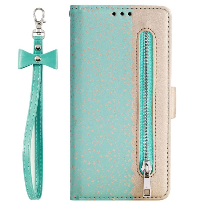 Capa Flip Para Samsung Galaxy S23 5G De Cordão Bolsa De Moedas Com Alça De Renda