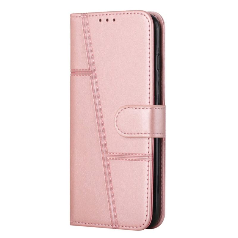 Capa Flip Para Samsung Galaxy S23 5G De Cordão Estilo De Couro Geométrico Com Tiras