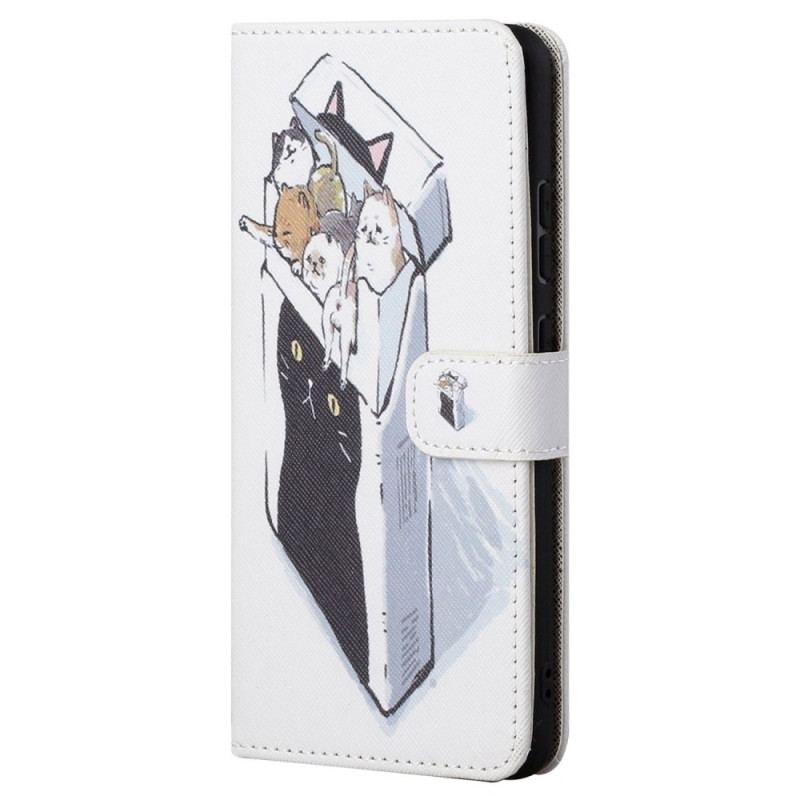 Capa Flip Para Samsung Galaxy S23 5G De Cordão Gatos De Entrega Com Tangas