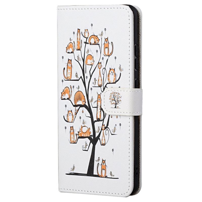 Capa Flip Para Samsung Galaxy S23 5G De Cordão Gatos Na Árvore Tanga