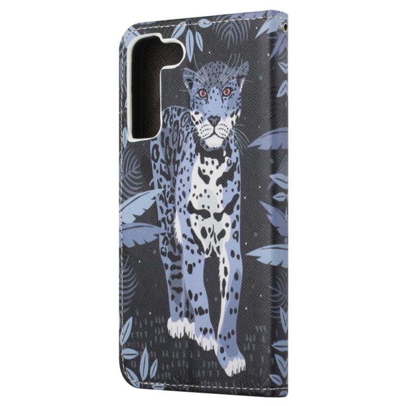 Capa Flip Para Samsung Galaxy S23 5G De Cordão Leopardo Strappy