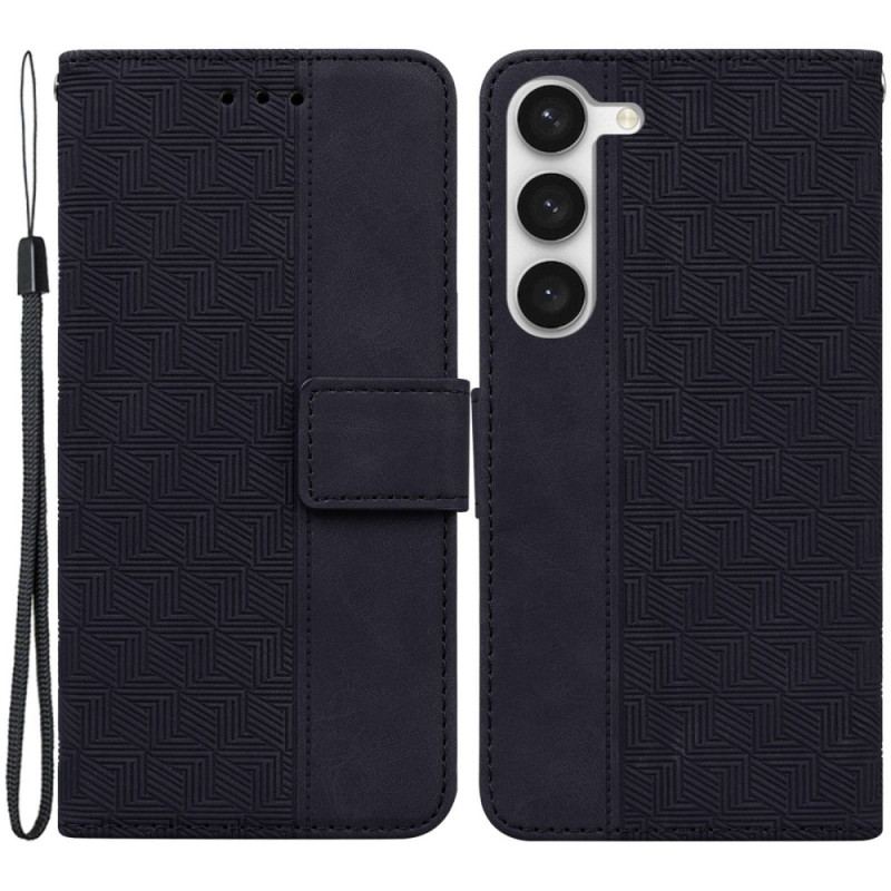 Capa Flip Para Samsung Galaxy S23 5G De Cordão Padrão De Tiras