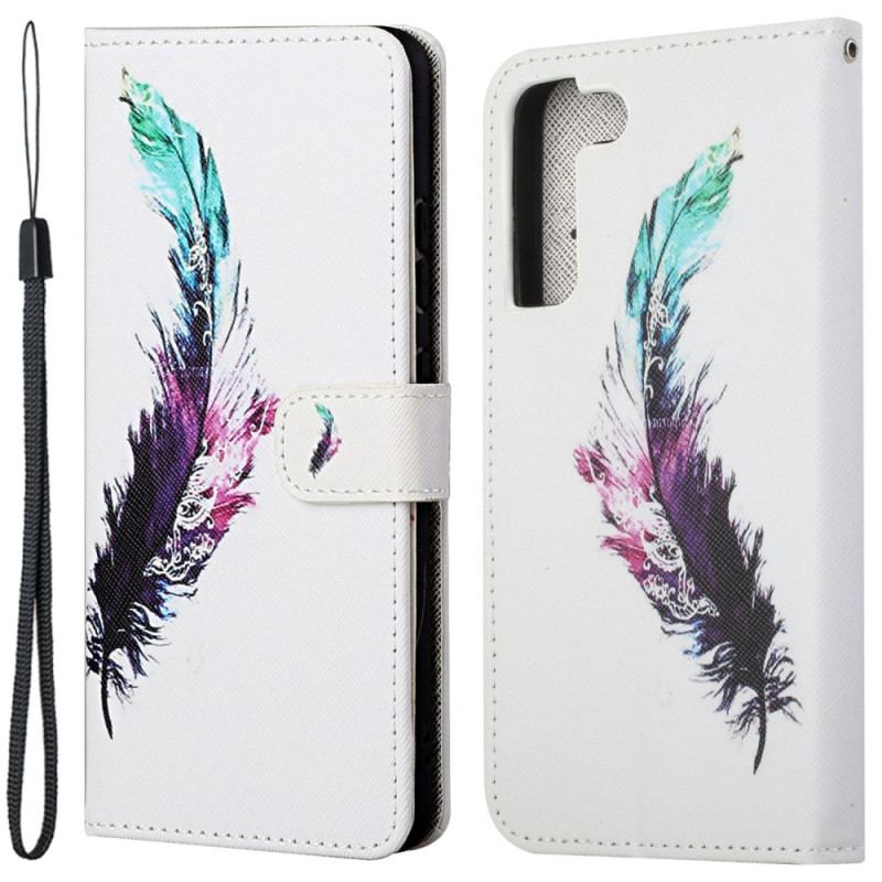 Capa Flip Para Samsung Galaxy S23 5G De Cordão Pena Com Cordão