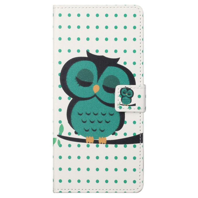 Capa Flip Para Samsung Galaxy S23 5G Coruja Adormecida