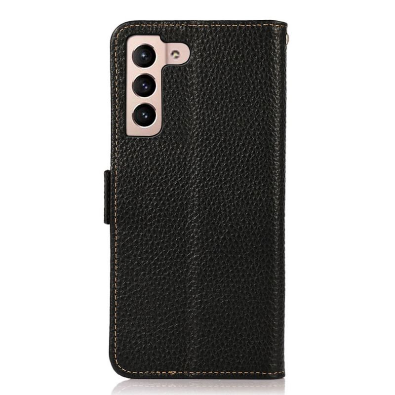 Capa Flip Para Samsung Galaxy S23 5G Couro De Lichia Khazneh Rfid