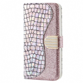 Capa Flip Para Samsung Galaxy S23 5G Diamantes De Crocodilo