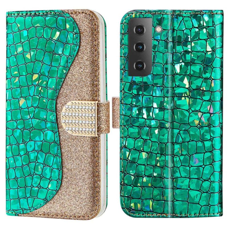 Capa Flip Para Samsung Galaxy S23 5G Diamantes De Crocodilo