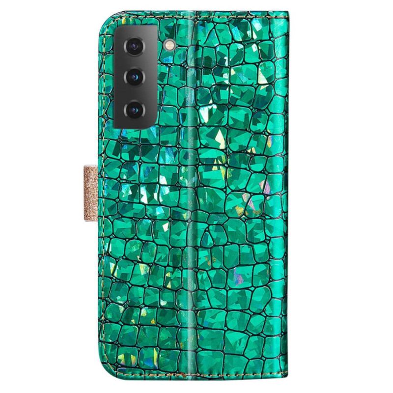 Capa Flip Para Samsung Galaxy S23 5G Diamantes De Crocodilo