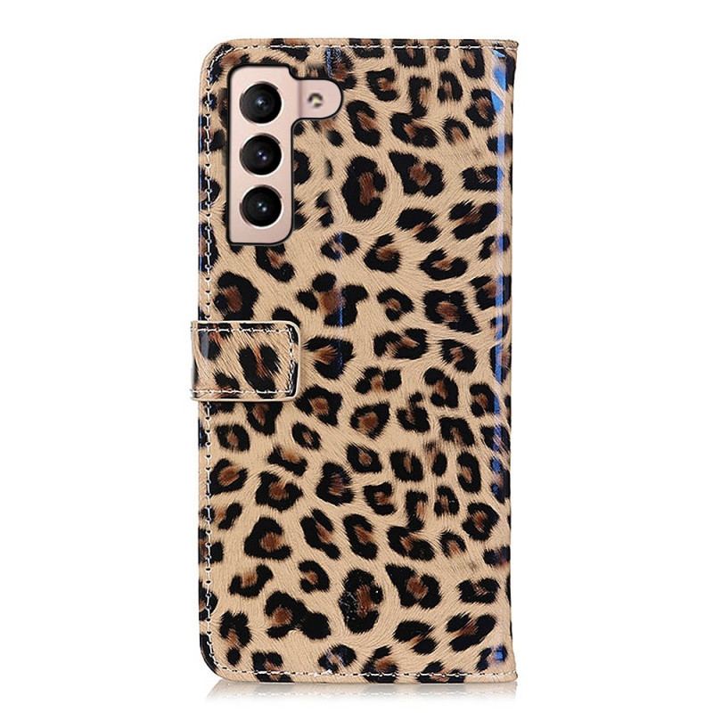 Capa Flip Para Samsung Galaxy S23 5G Efeito Pele De Leopardo