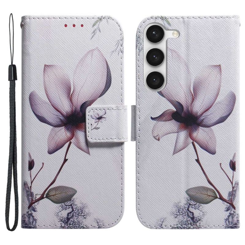 Capa Flip Para Samsung Galaxy S23 5G Flor Rosa