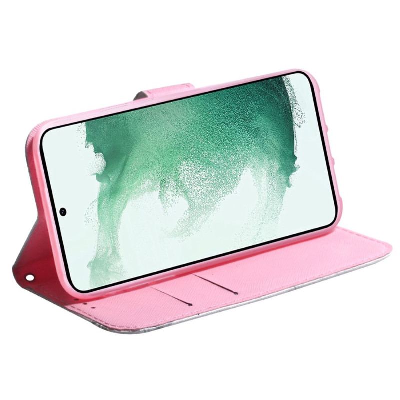 Capa Flip Para Samsung Galaxy S23 5G Flor Rosa