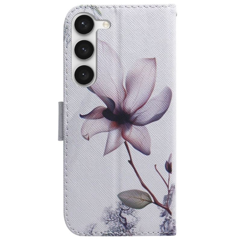 Capa Flip Para Samsung Galaxy S23 5G Flor Rosa