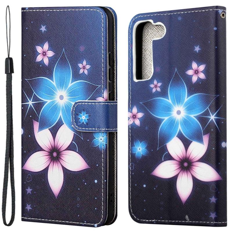 Capa Flip Para Samsung Galaxy S23 5G Flores Lunares