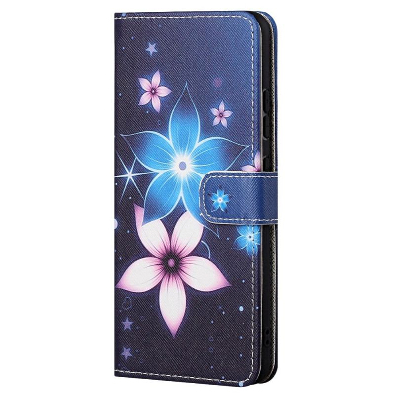 Capa Flip Para Samsung Galaxy S23 5G Flores Lunares