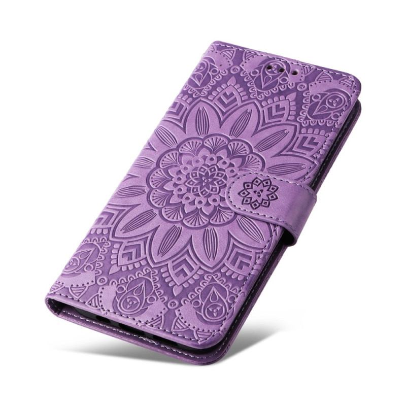 Capa Flip Para Samsung Galaxy S23 5G Mandala Sol Com Cordão