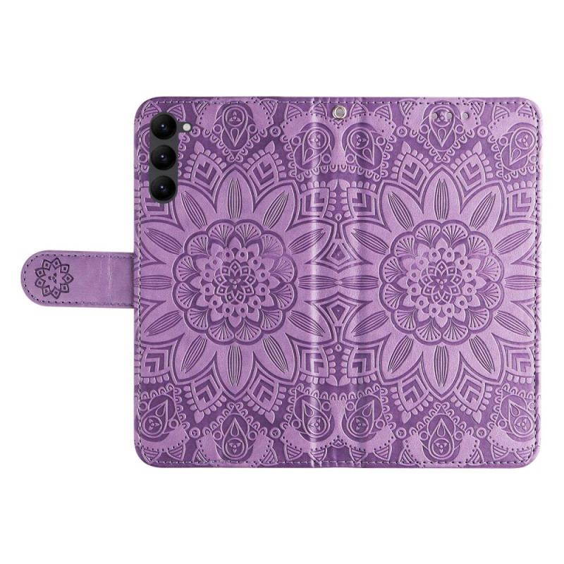 Capa Flip Para Samsung Galaxy S23 5G Mandala Sol Com Cordão