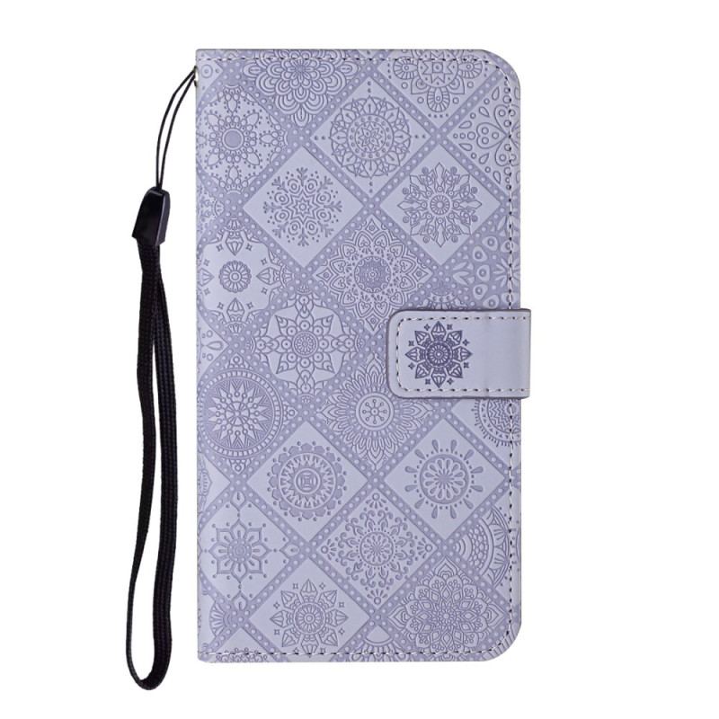 Capa Flip Para Samsung Galaxy S23 5G Padrão De Tapeçaria