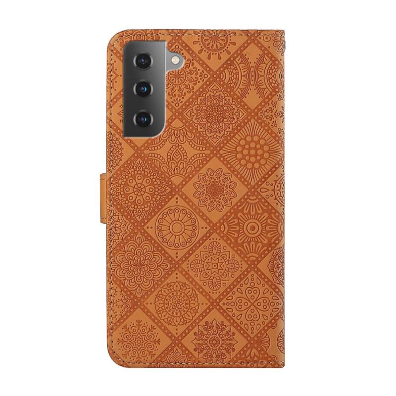 Capa Flip Para Samsung Galaxy S23 5G Padrão De Tapeçaria