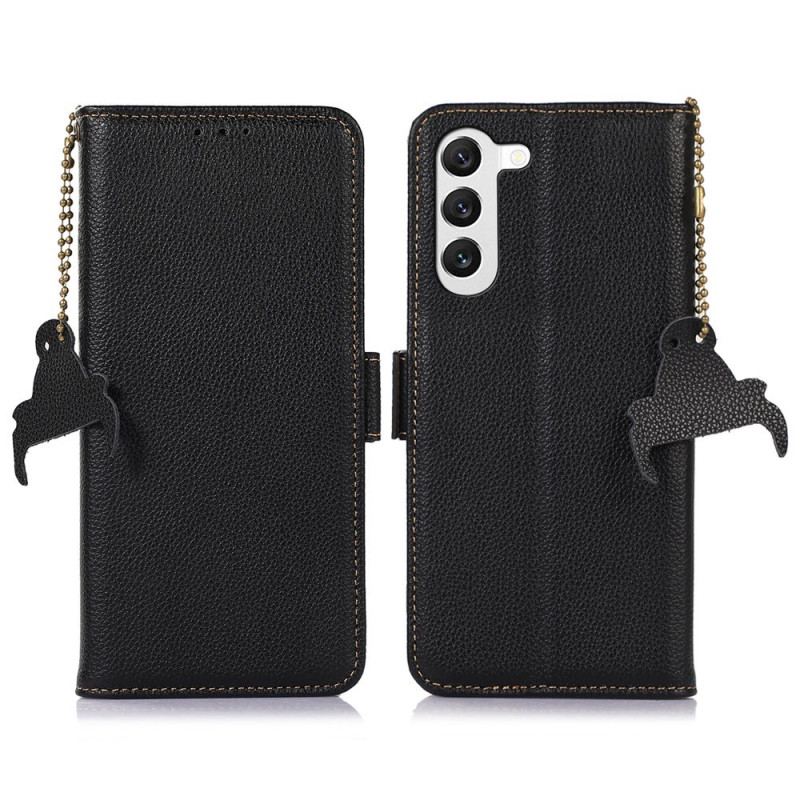 Capa Flip Para Samsung Galaxy S23 5G Rfid De Couro Genuíno