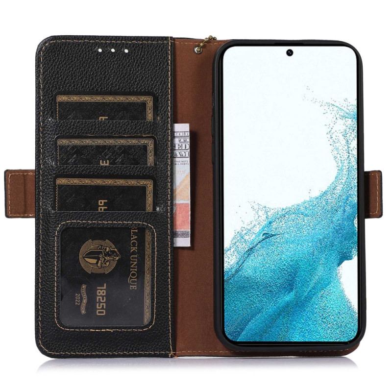 Capa Flip Para Samsung Galaxy S23 5G Rfid De Couro Genuíno