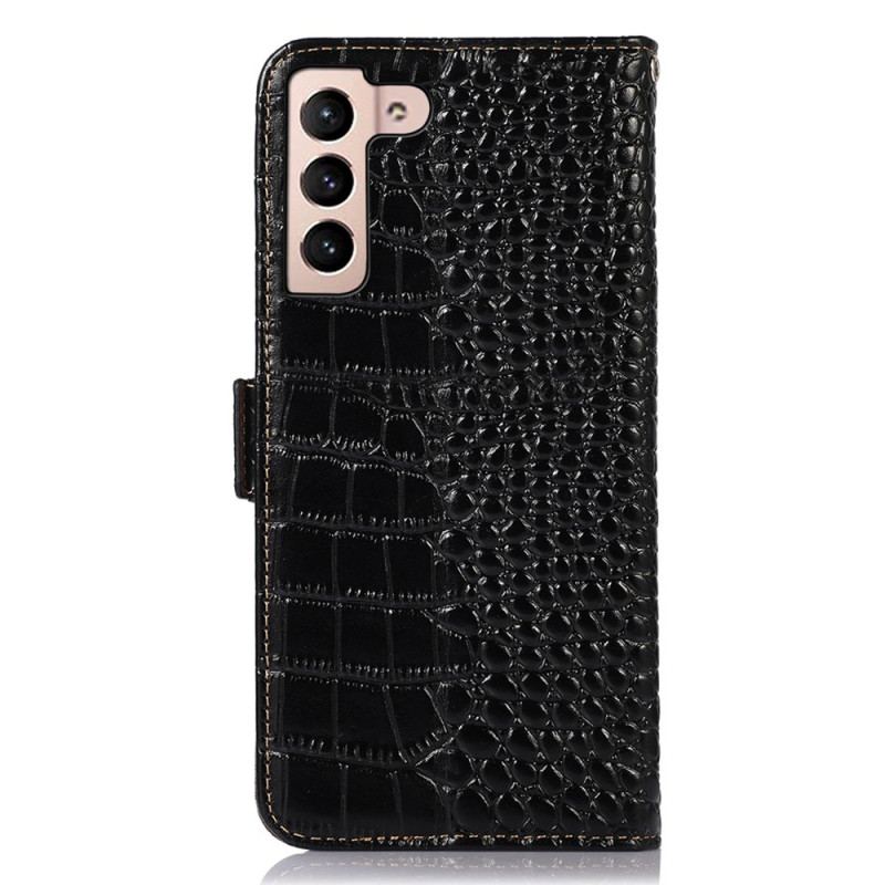 Capa Flip Para Samsung Galaxy S23 5G Rfid Estilo Crocodilo