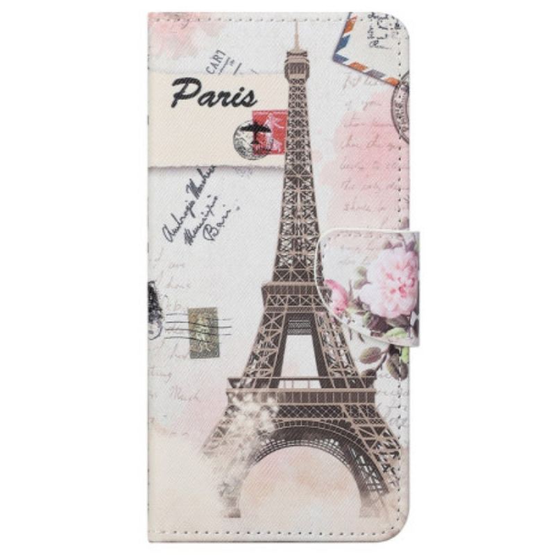 Capa Flip Para Samsung Galaxy S23 5G Torre Eiffel Antiga