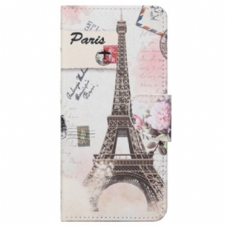 Capa Flip Para Samsung Galaxy S23 5G Torre Eiffel Antiga