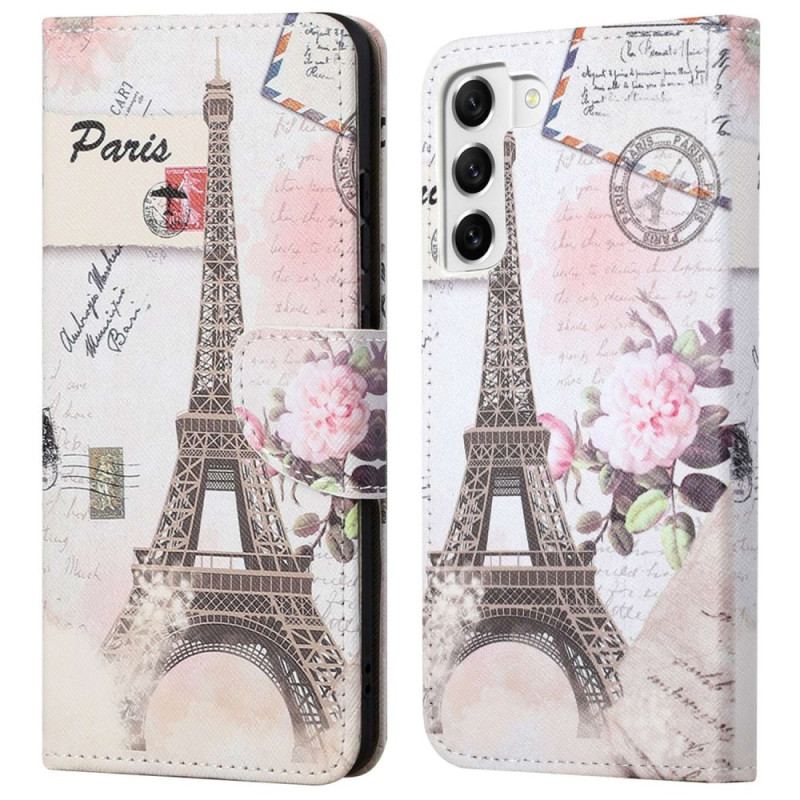 Capa Flip Para Samsung Galaxy S23 5G Torre Eiffel Antiga