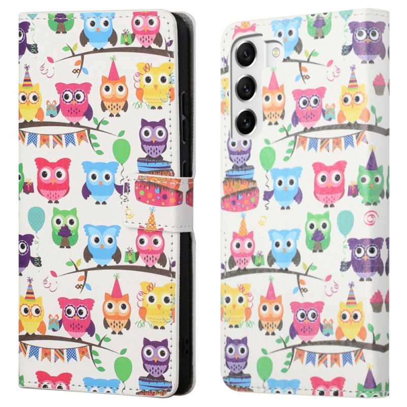 Capa Flip Para Samsung Galaxy S23 5G Tribo Coruja