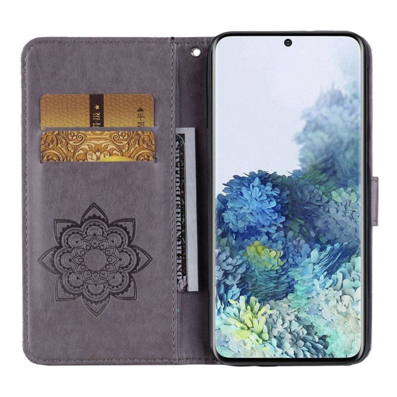 Capa Folio Para Samsung Galaxy S23 5G Coruja Mandala E Cordão