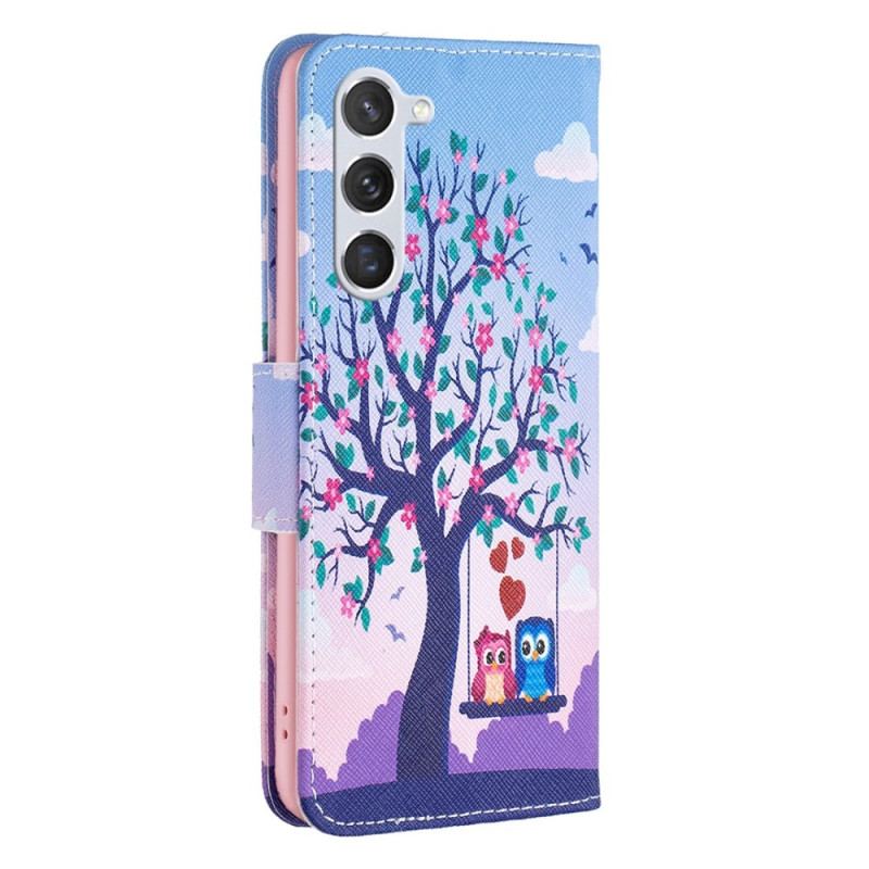 Capa Folio Para Samsung Galaxy S23 5G Corujas No Balanço