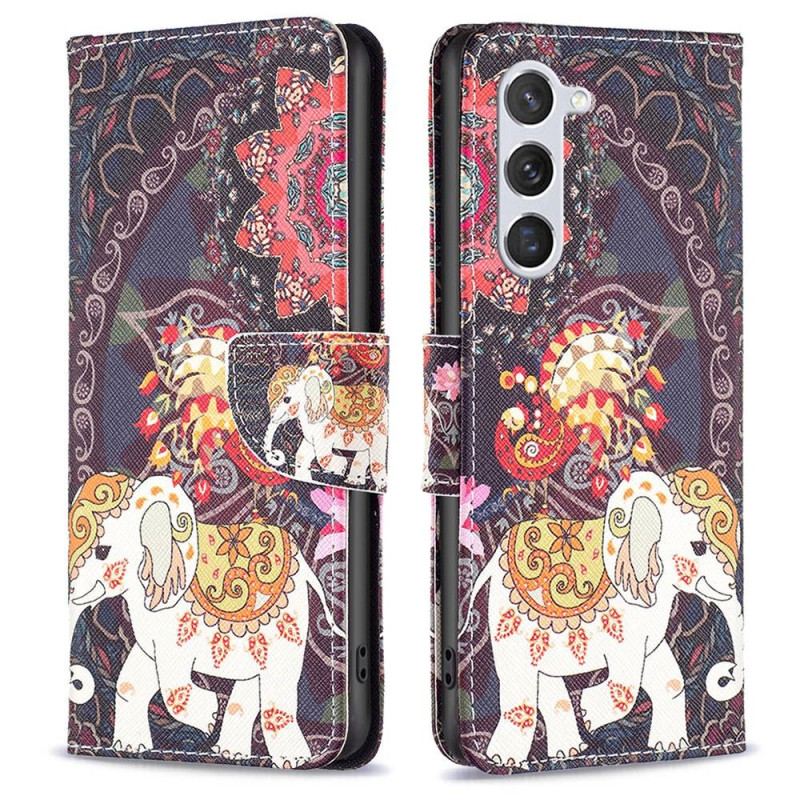 Capa Folio Para Samsung Galaxy S23 5G Elefante Tribal