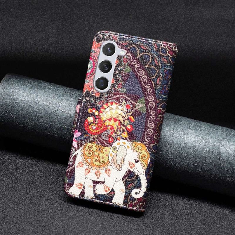 Capa Folio Para Samsung Galaxy S23 5G Elefante Tribal