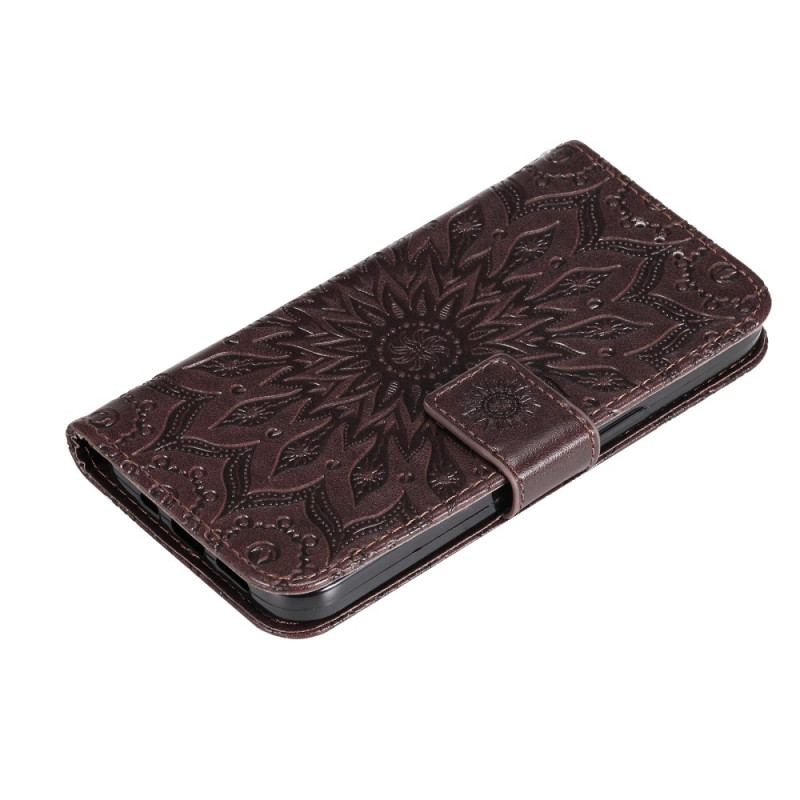 Capa Folio Para Samsung Galaxy S23 5G Mandala Sol Com Cordão